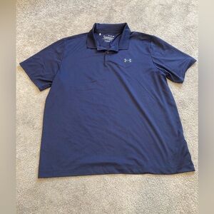 Under Armour Short Sleeve Polo Mens XL Loose Fit Navy Blue Golf Work Shirt